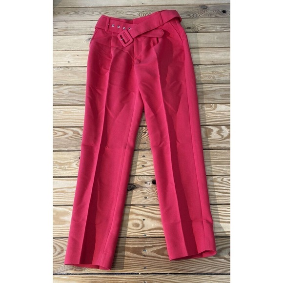 NEW All Worthy Belted Hunter McGrady Ankle Pants Size 4 Women’s Red - Picture 1 of 9